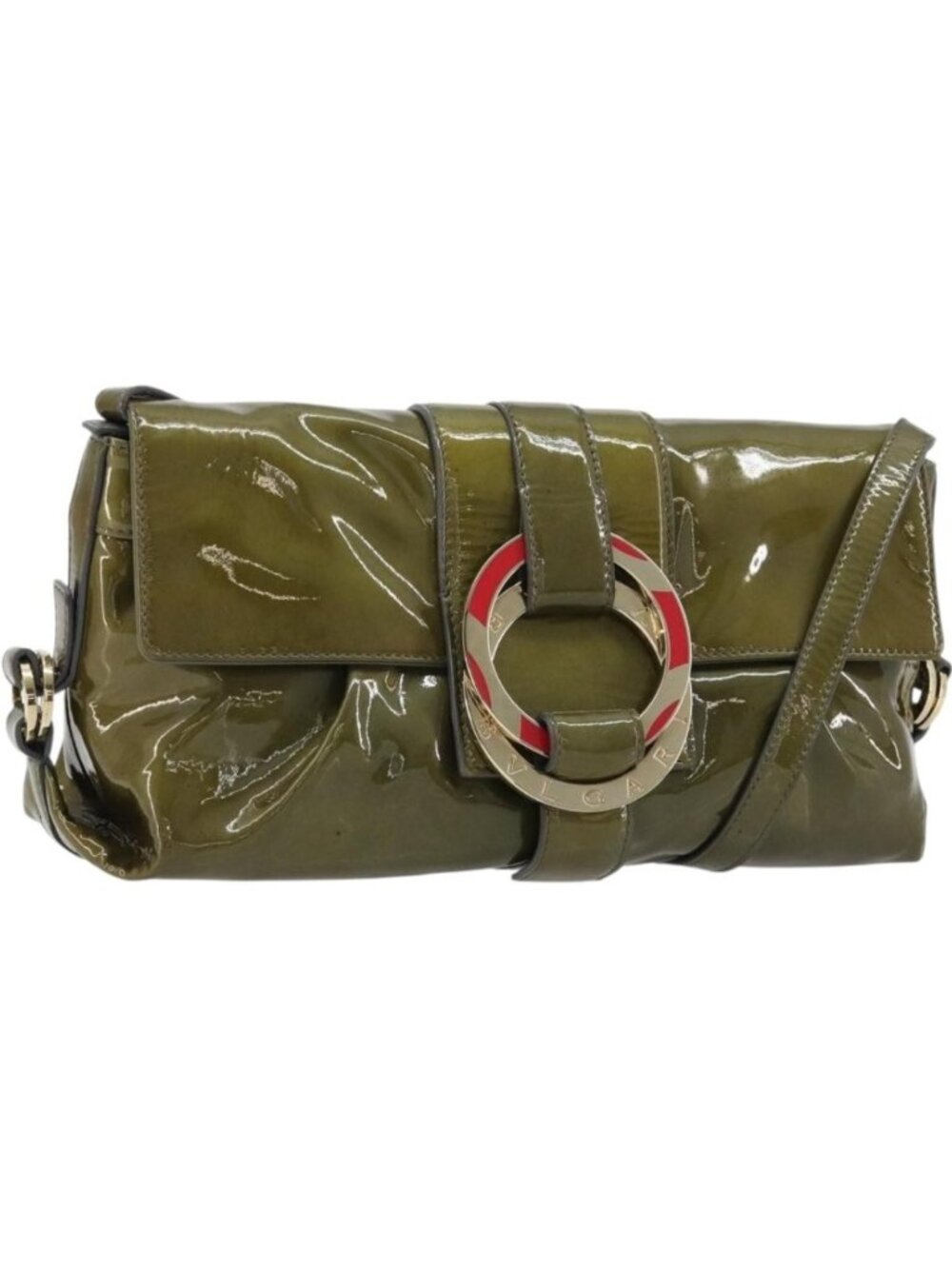 BVLGARI Shoulder Bag Patent leather Green Gold